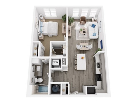 Floor plan for 1 bed, 1 bath, 784 sqft